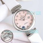 Swiss Copy Omega De Ville Ladymatic Pink Dial 34mm Leather Strap Ladies Watch 